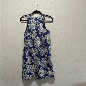 Ann Taylor LOFT Navy Blue White Paisley Pattern Print Sleeveless Dress Size‎ 8P